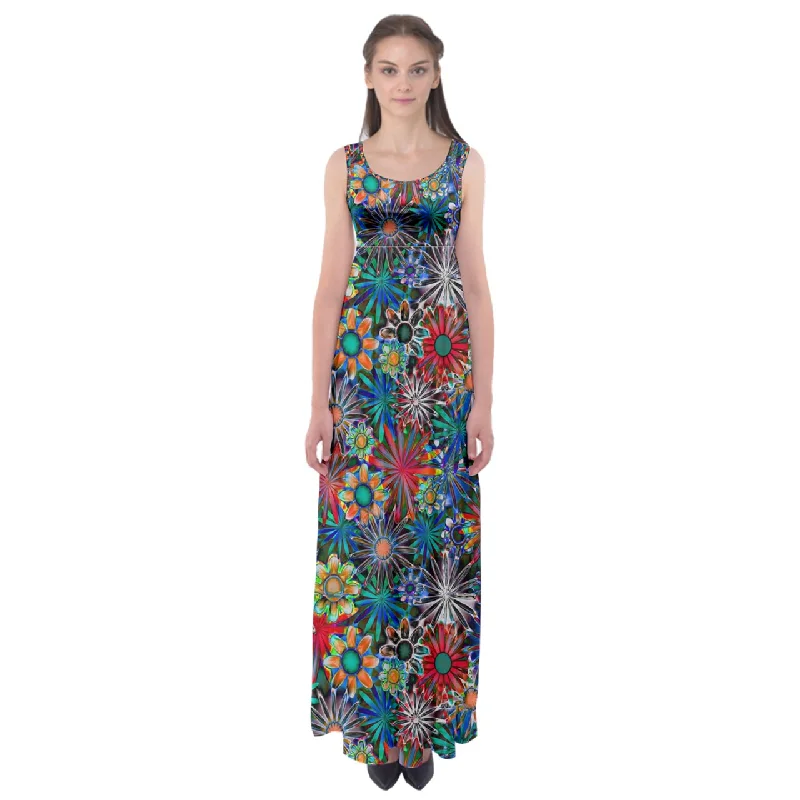 Daisy Garden Empire Waist Maxi Dress Elegant Velvet Maxi Dress