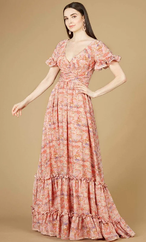 Lara Dresses 29273 - Faux Wrap Maxi Dress Comfortable Cotton Maxi Dress