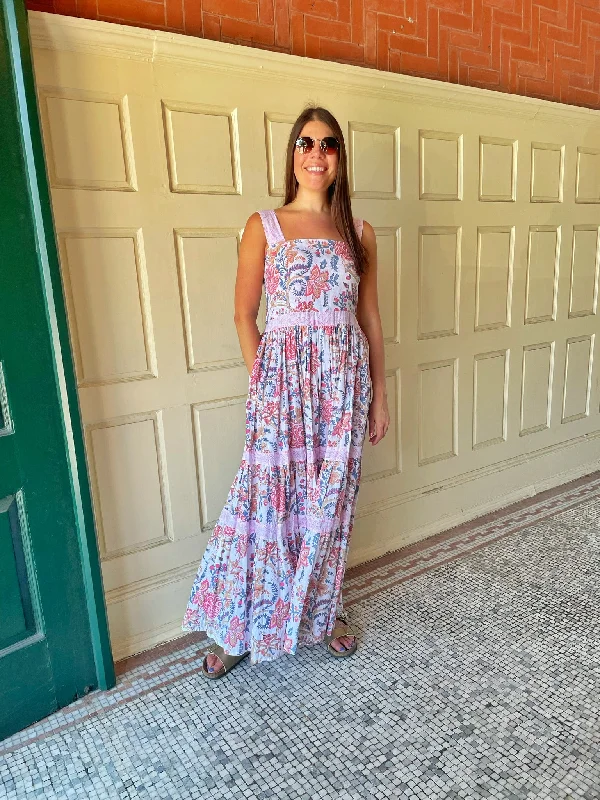 Notting Hill Maxi Dress Hibiscus Vine Comfortable Cotton Maxi Dress