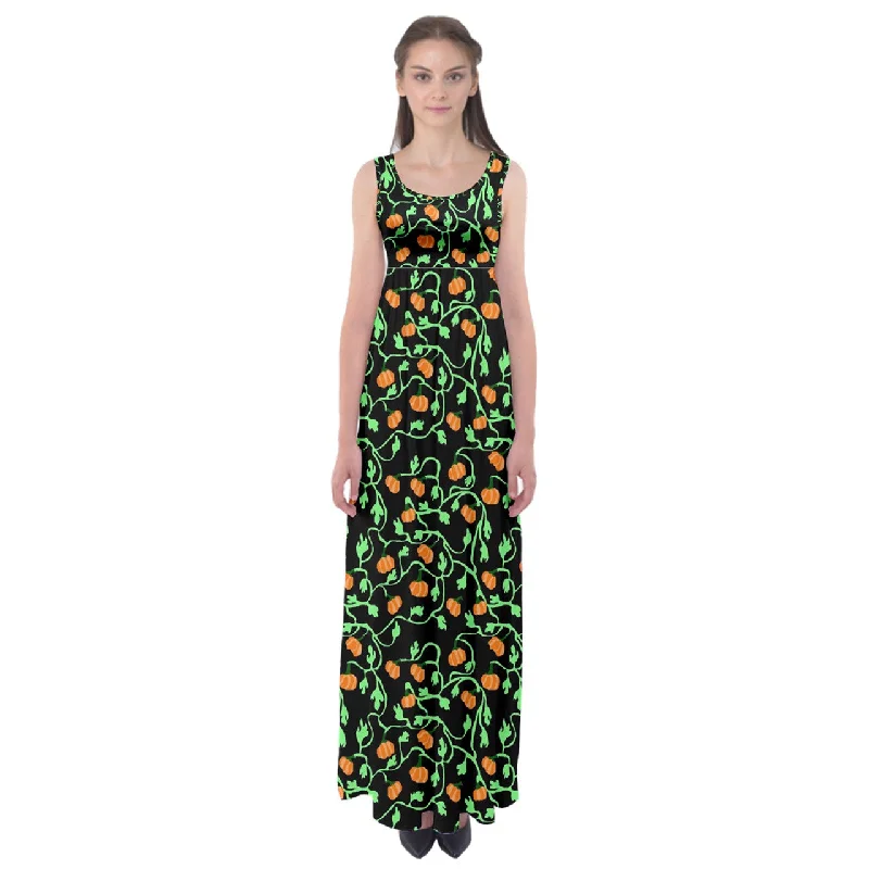 Pumpkin Vines Empire Waist Maxi Dress Fashionable Faux Wrap Maxi Dress