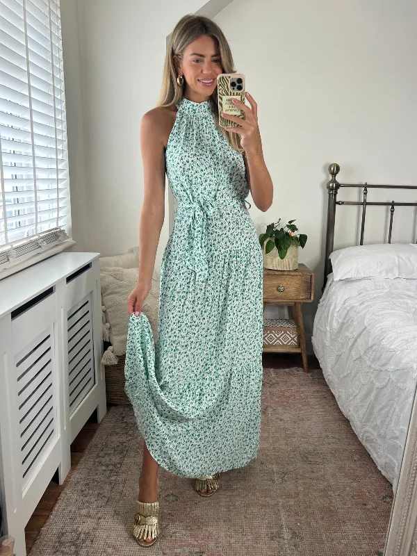Willow High Neck Maxi Dress / Green Classic Tulle Maxi Dress