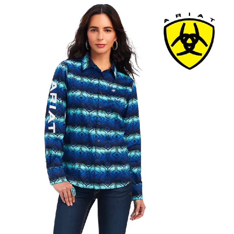 ARIAT Women's Team Kirby Stretch Shirt 10041435 Denim Fabric Leather Fabric Suede Fabric ARIAT Women's Team Kirby Stretch Shirt 10041435 Denim Fabric Leather Fabric Suede Fabric