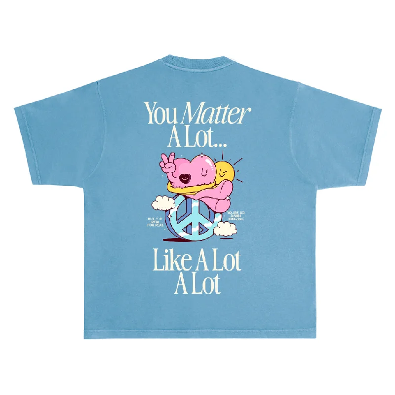 Adam "You Matter A Lot" Blue Boxy Tee Fashionable Trendy Casual
