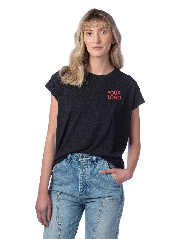 Alternative Ladies' Modal Tri-Blend Raw Edge Muscle T-Shirt, Black Collared Crew Neck Turtle Neck Alternative Ladies' Modal Tri-Blend Raw Edge Muscle T-Shirt, Black Collared Crew Neck Turtle Neck