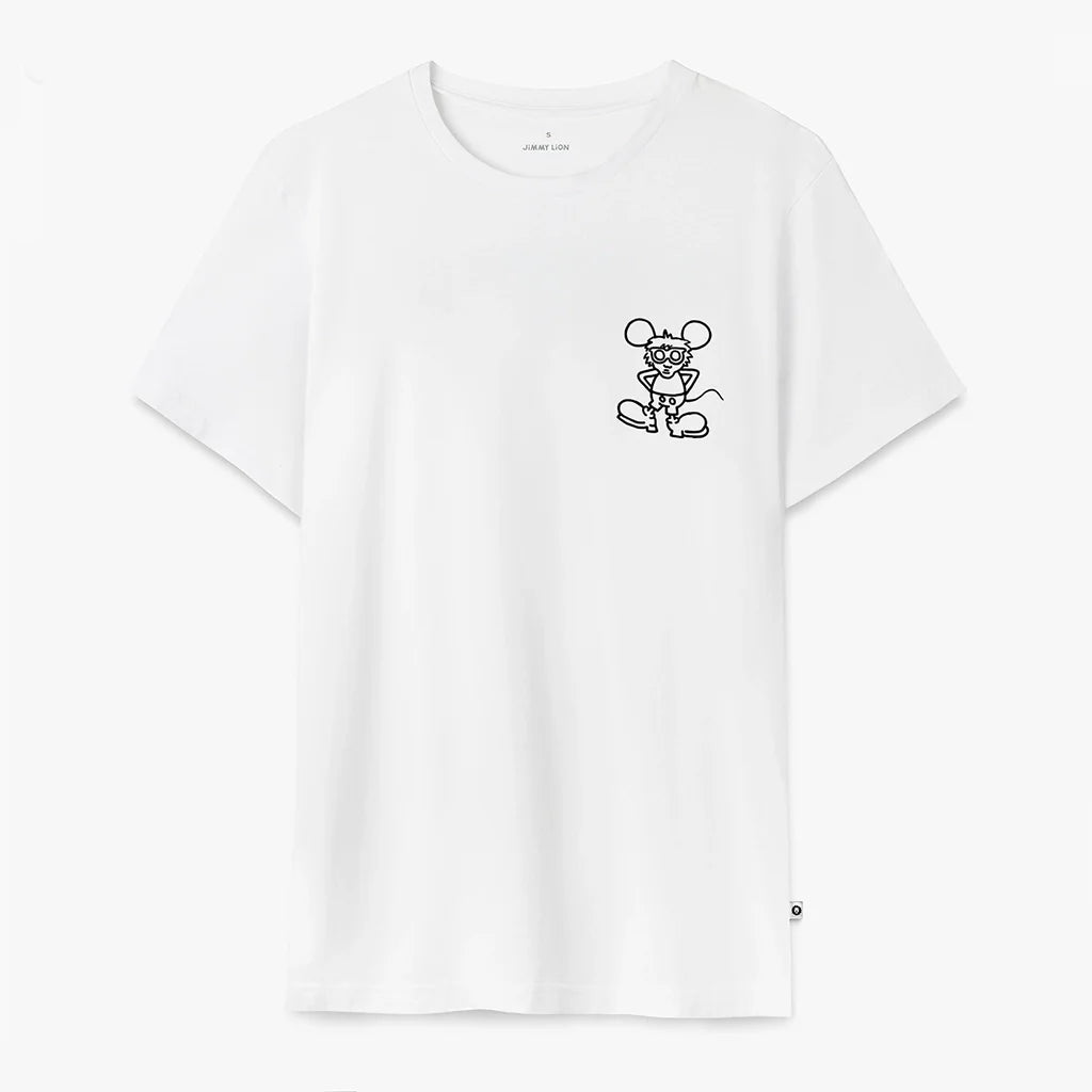 Andy Mouse Tee - White Embroidered Appliqued Beaded