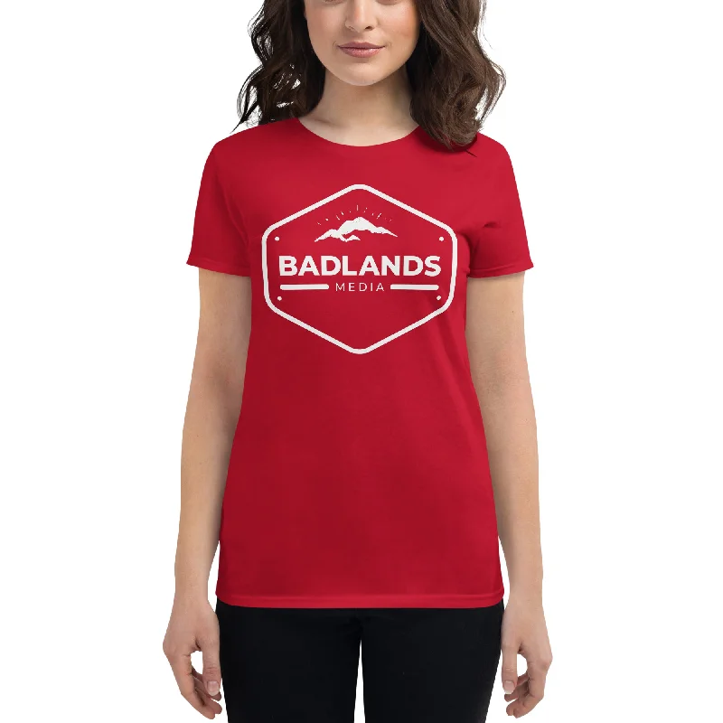 Badlands Women's Fitted Short Sleeve T-Shirt (white logo) Knit Fabric Woven Fabric Fleece Fabric Badlands Women's Fitted Short Sleeve T-Shirt (white logo) Knit Fabric Woven Fabric Fleece Fabric