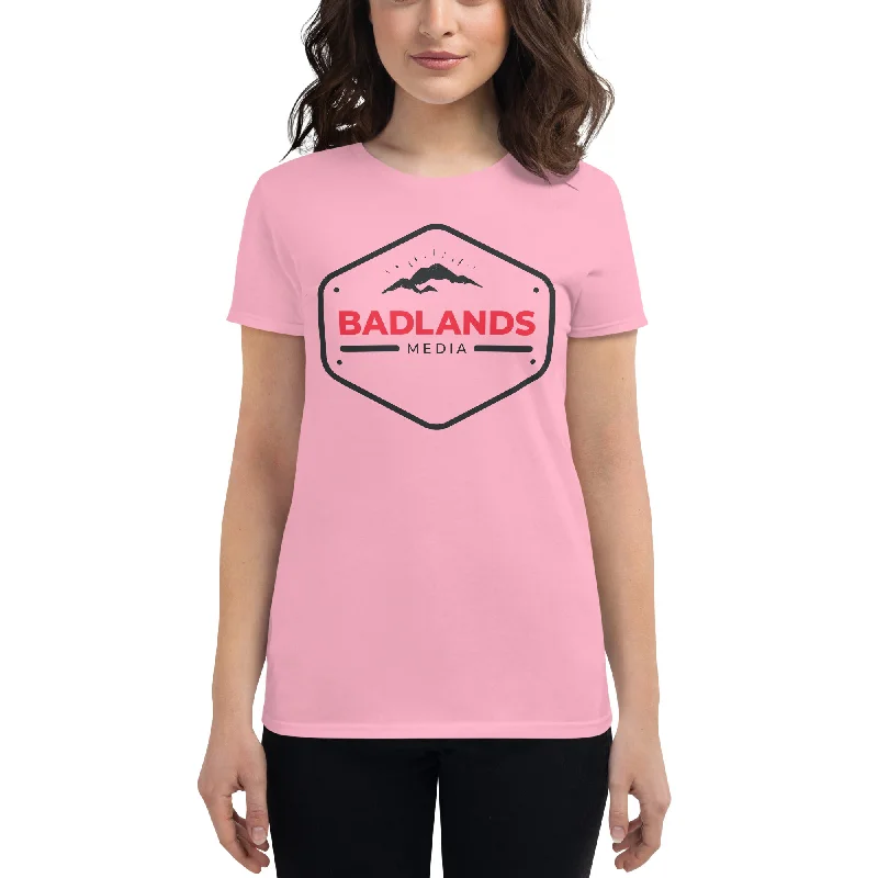 Badlands Women's Fitted Short Sleeve T-Shirt Hooded Caped Shawl Collar