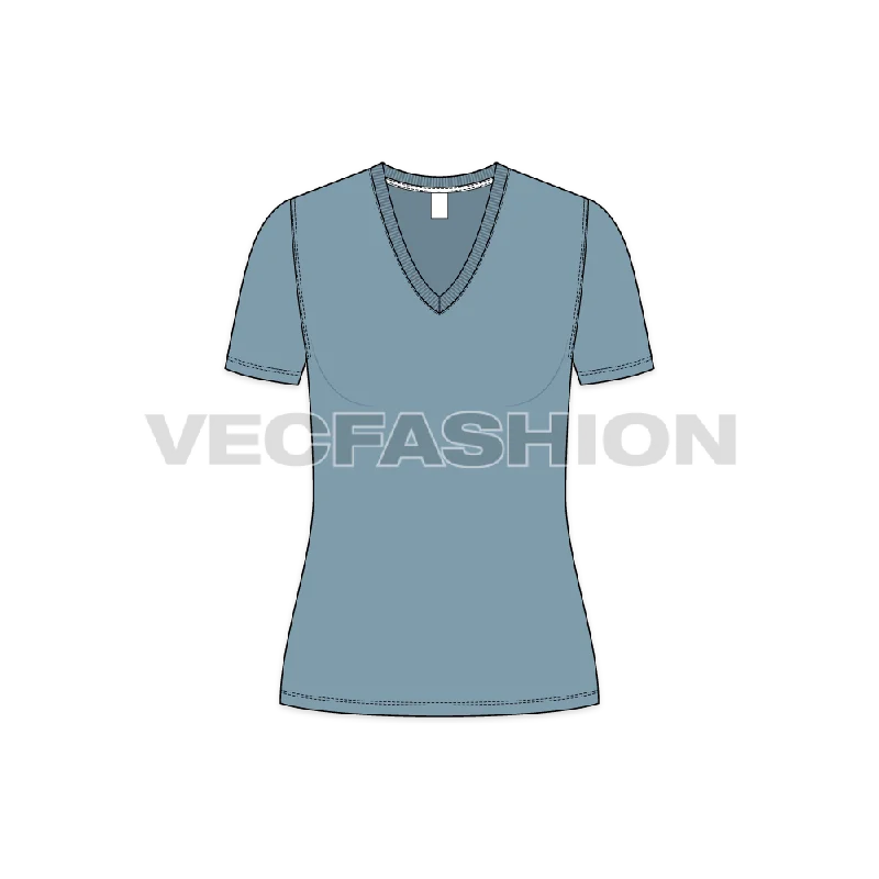 Women's Basic Long V-neck T-shirt Rayon Velvet Corduroy