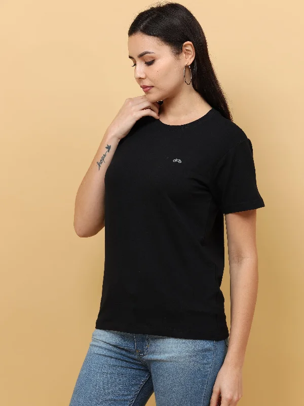 Black Womens Bamboo Fabric T-Shirt Chenille Blend Fleece Blend Nylon Blend