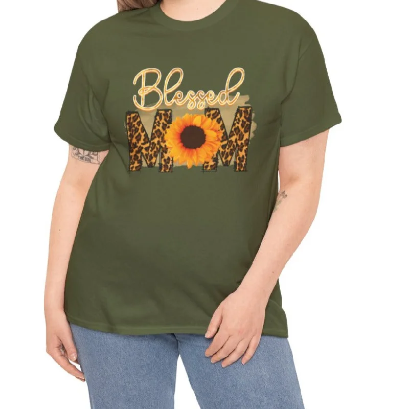 Blessed Mom |  Cotton Tee Real Fur Shearling Chenille