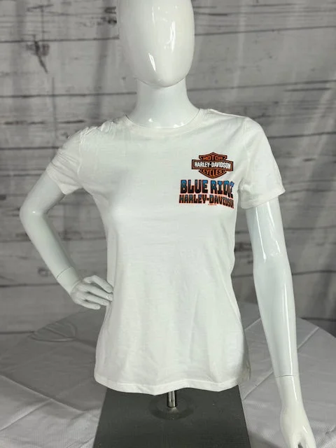 Blue Ridge Women's White T-Shirt Ribbed T-Shirt High Neck Heavyweight