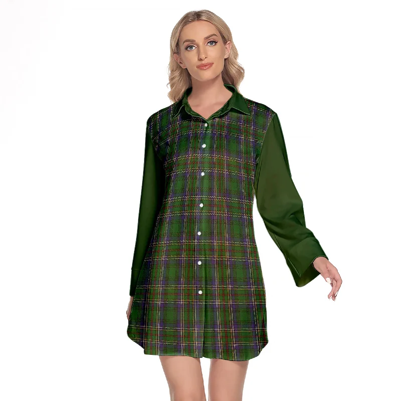 Cockburn Tartan Women's Lapel Shirt Dress With Long Sleeve V-Neck T-Shirt Long Sleeve Cotton Cockburn Tartan Women's Lapel Shirt Dress With Long Sleeve V-Neck T-Shirt Long Sleeve Cotton