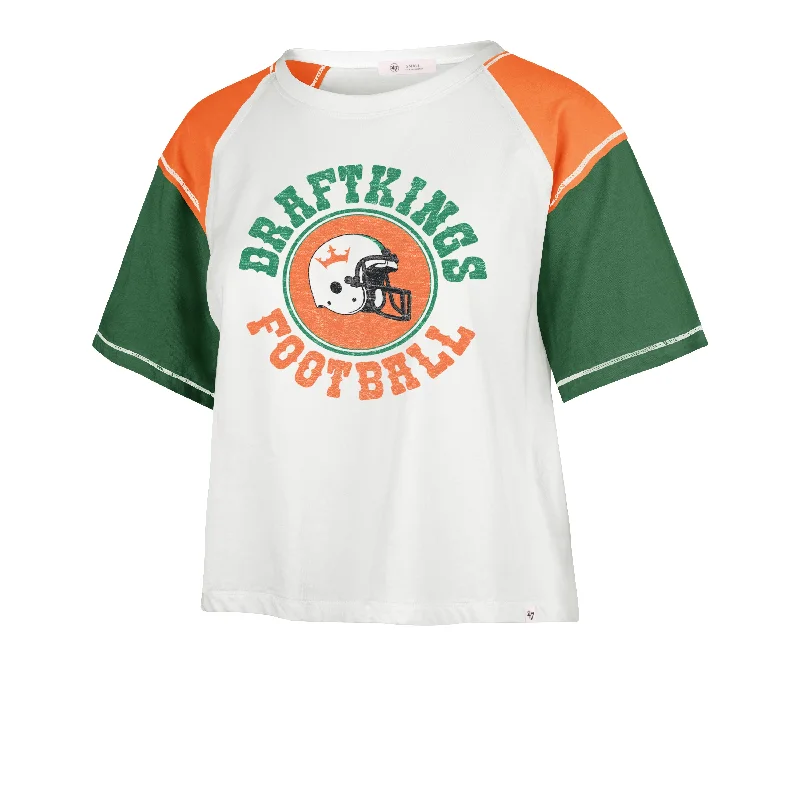DraftKings x '47 Women's Gia Crop T-Shirt Houndstooth Herringbone Solid