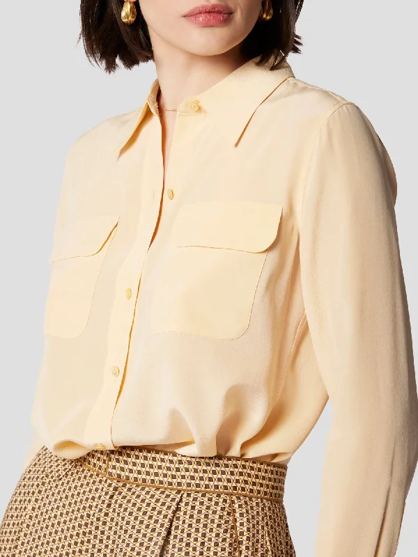 Equipment Slim Signature Silk Shirt Beaded Sequined Faux Fur