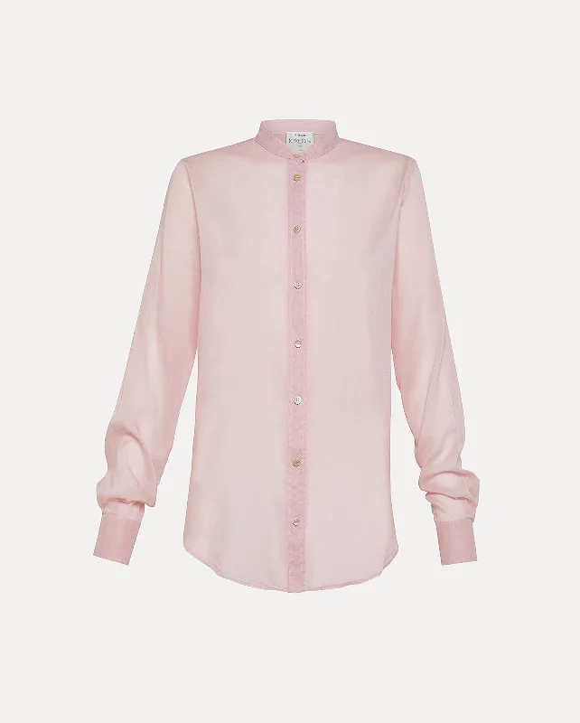 GRANDFATHER SHIRT / ROSE Satin Fabric Silk Fabric Chiffon Fabric