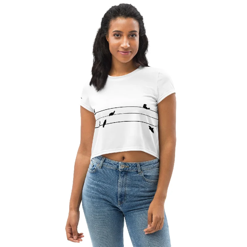 Short Sleeve Cropped Tee FLY ON THE WALL Ribbed T-Shirt High Neck Heavyweight