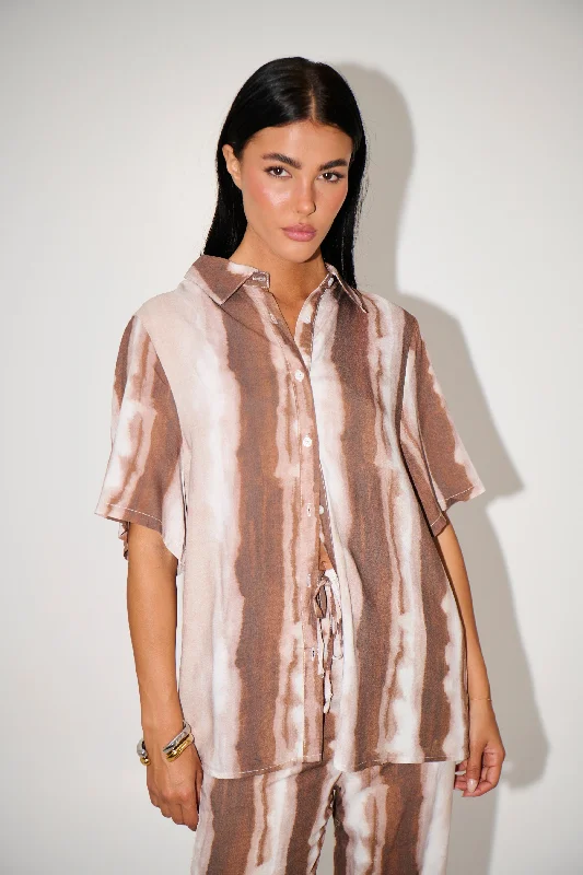 Horizon Shirt Brown Polka Dot Checkered Tartan