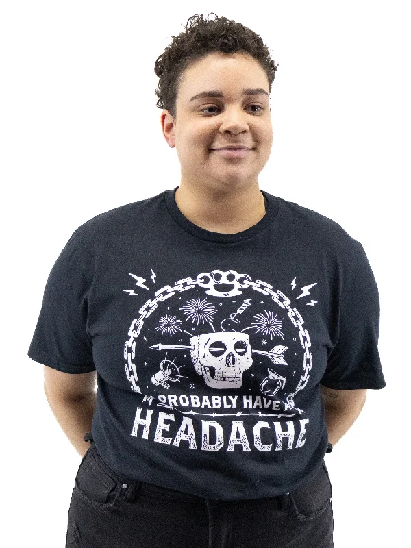 I Probably Have a Headache T-Shirt Real Fur Shearling Chenille