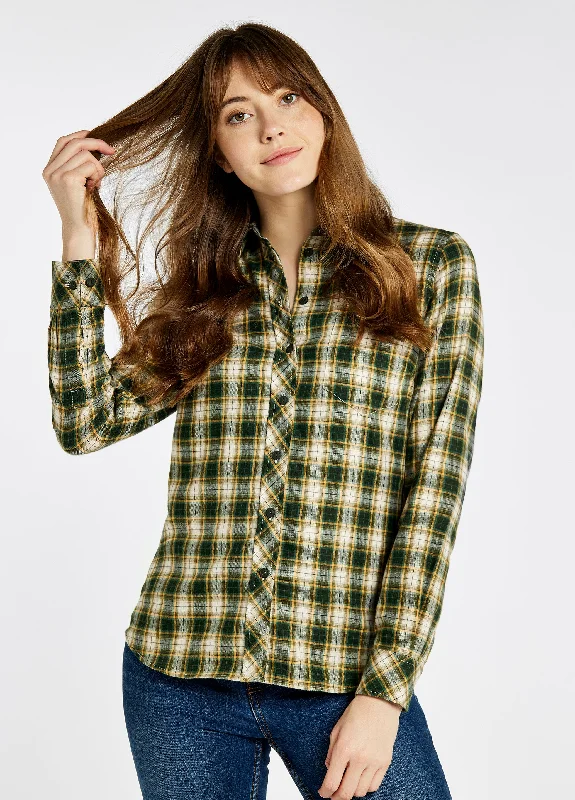Japonica Check Shirt -Olive Solid Color Striped Floral