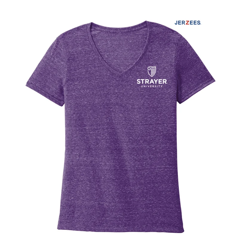 NEW STRAYER JERZEES ® Ladies Snow Heather Jersey V-Neck T-Shirt-PURPLE Solid Print Embellished NEW STRAYER JERZEES ® Ladies Snow Heather Jersey V-Neck T-Shirt-PURPLE Solid Print Embellished