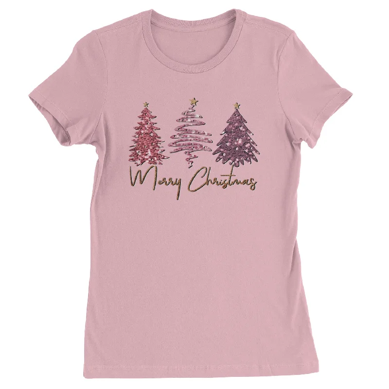 Merry Christmas Faux Glitter Trees Womens T-shirt Rayon Fabric Velvet Fabric Corduroy Fabric Merry Christmas Faux Glitter Trees Womens T-shirt Rayon Fabric Velvet Fabric Corduroy Fabric