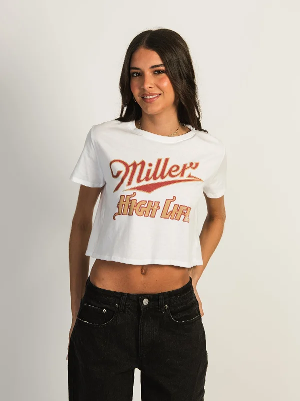 ODD PEOPLE MILLER HIGH LIFE CROP T-SHIRT Collared T-Shirt Boat Neck A-Line