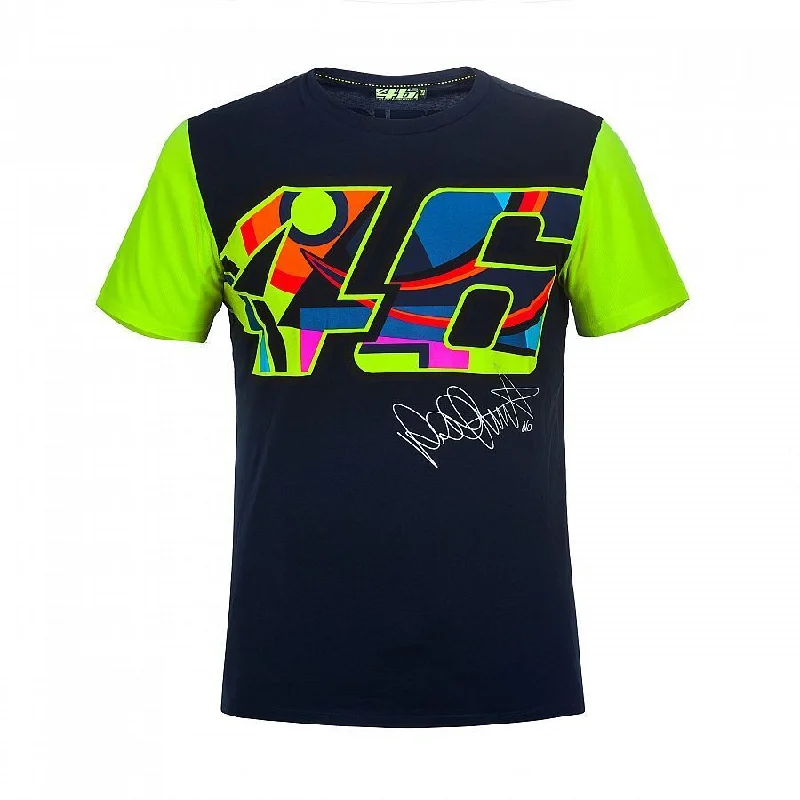 Official Valentino Rossi VR46 Blue T'shirt - Vrmts 260102 Solid Print Embellished