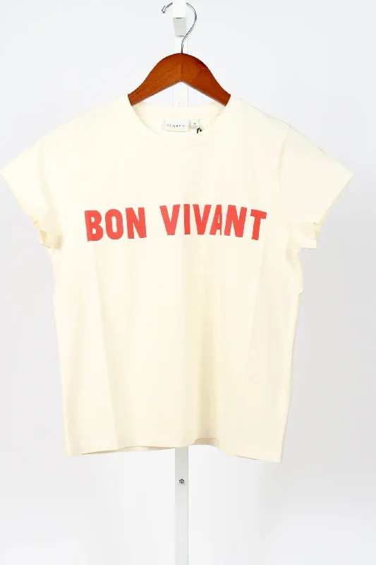 Classic Tee - Cream w/ Bright Poppy Bon Vivant Silk Blend Satin Velvet