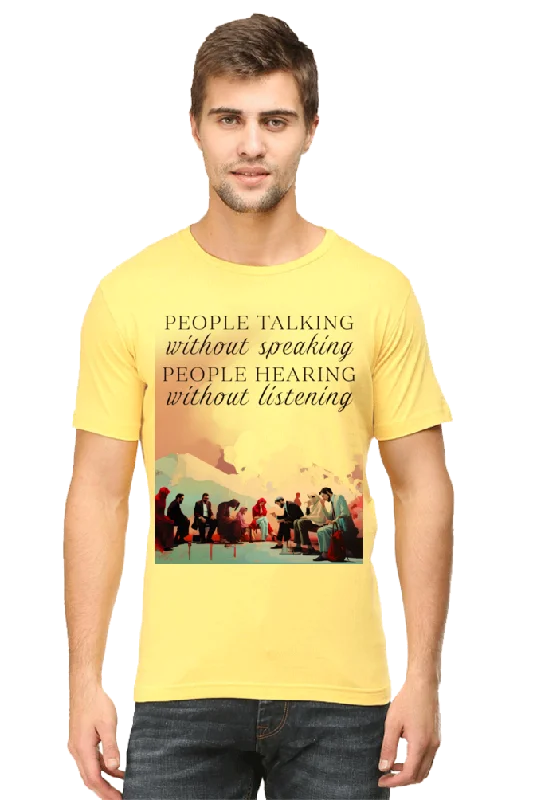 People talking without Classic Unisex Round neck T-shirt Houndstooth Herringbone Solid People talking without Classic Unisex Round neck T-shirt Houndstooth Herringbone Solid