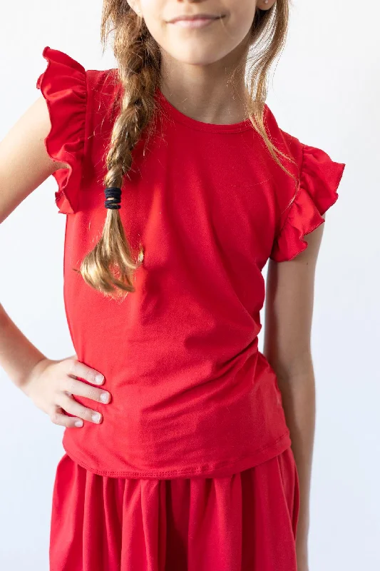 Ruffle Tee Houndstooth Herringbone Solid
