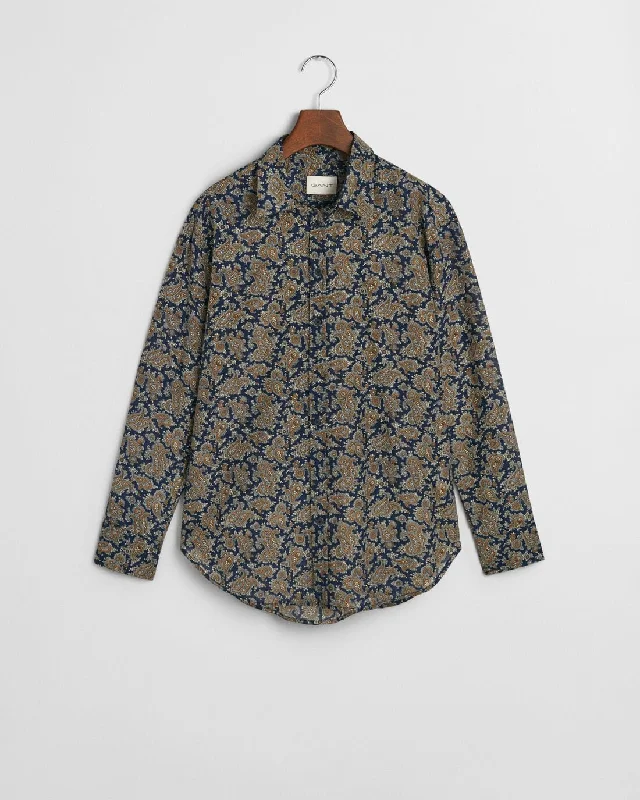 Paisley Cotton Silk Shirt Graphic T-Shirt Round Neck Polyester