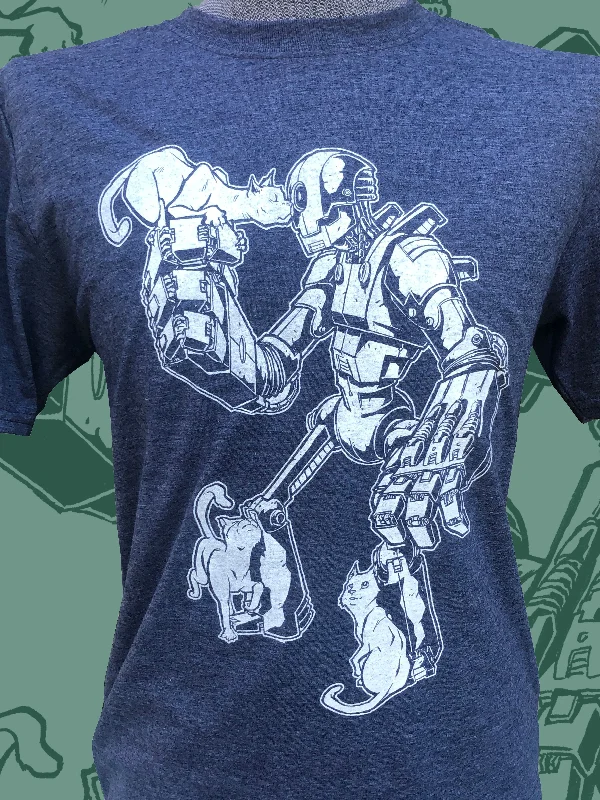 Robot Cat Lover - Unisex Crew Neck Tee Cashmere Blend Cotton Blend Poly Blend