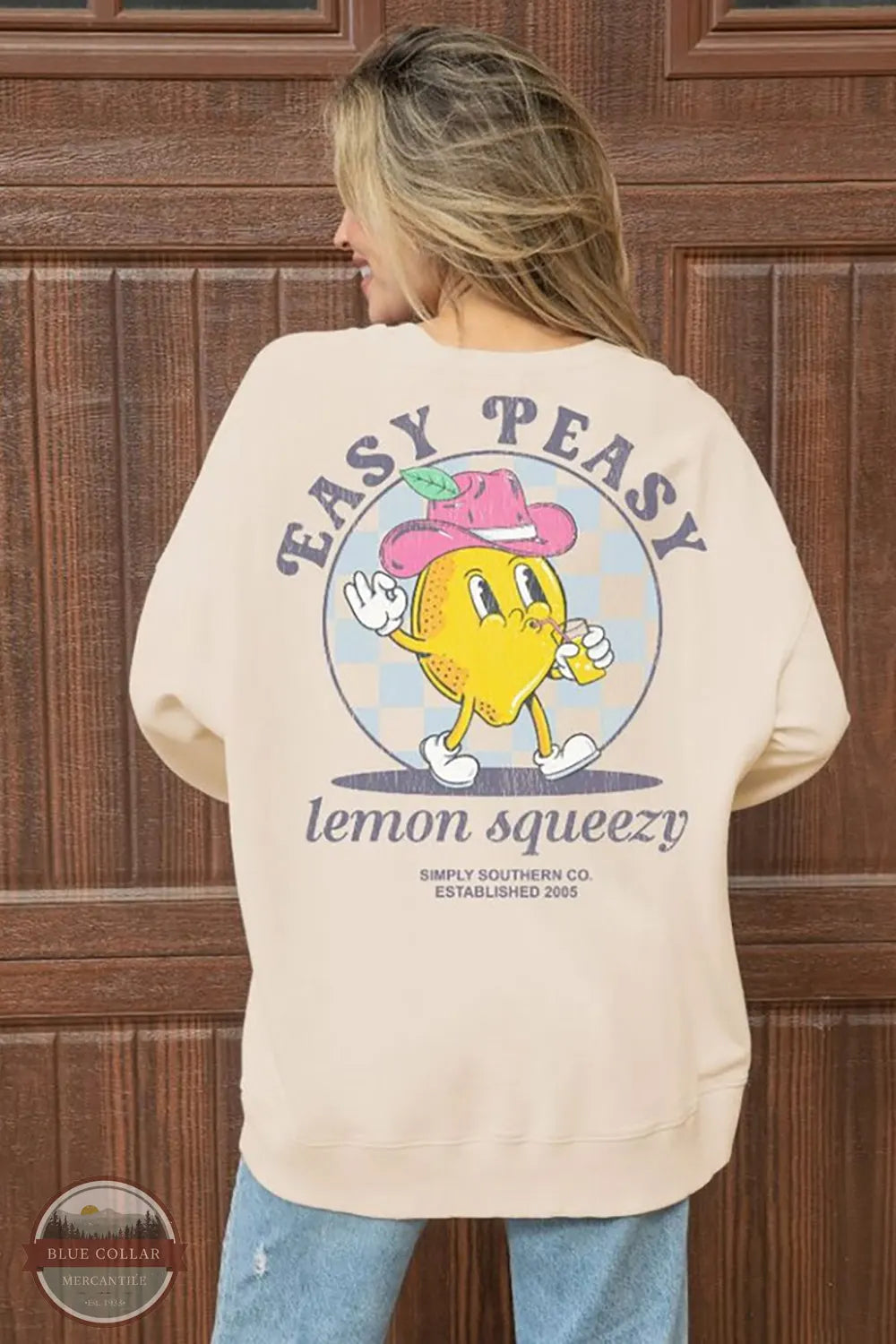 Easy Peasy Lemon Squeeze Sweatshirt CREW-EASY-SAND Modern Contemporary Chic