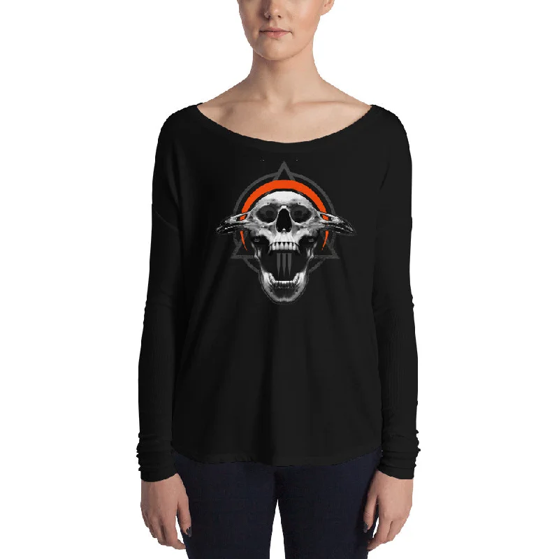 SINISTER SKULLS - Corvus TriSkull Ladies' Long Sleeve Tee Seamless Knitted Crochet