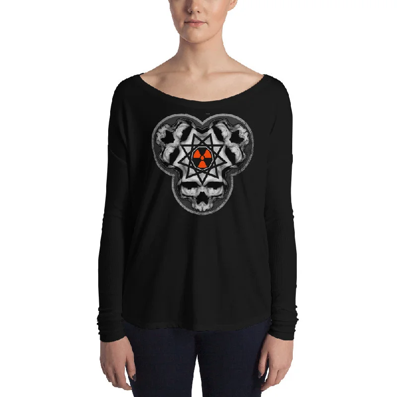 SINISTER SKULLS - Enneagram Skull Ladies' Long Sleeve Tee Terry Blend Velvet Blend Canvas Blend SINISTER SKULLS - Enneagram Skull Ladies' Long Sleeve Tee Terry Blend Velvet Blend Canvas Blend