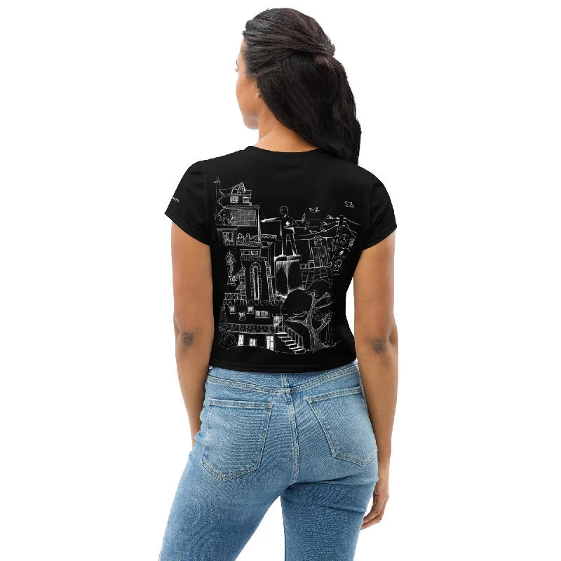 Solid Black Short Sleeve Cropped Tee FLY ON THE WALL Mesh Blend Leather Blend Suede Blend Solid Black Short Sleeve Cropped Tee FLY ON THE WALL Mesh Blend Leather Blend Suede Blend