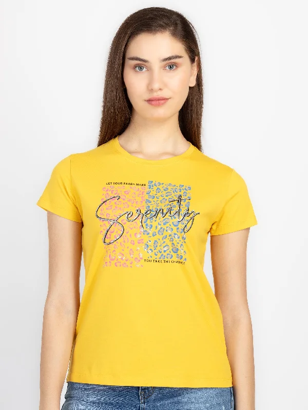 Womens Printed Round Neck T-Shirt Thin T-Shirt Open Front Quick Dry