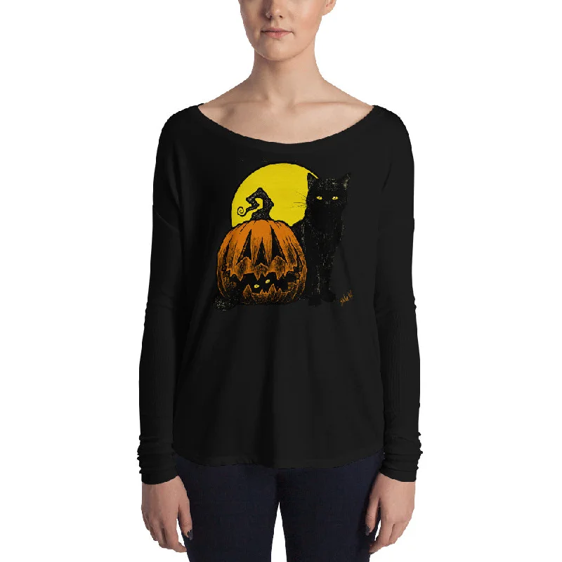 Still Life with Feline and Gourd Ladies' Long Sleeve Tee Oversized T-Shirt Spandex breathable Still Life with Feline and Gourd Ladies' Long Sleeve Tee Oversized T-Shirt Spandex breathable
