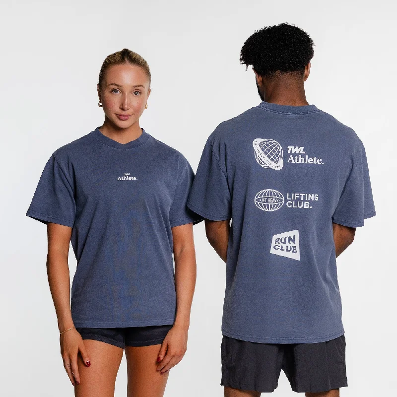 TWL - LIFESTYLE OVERSIZED T-SHIRT - Y2K - ATHLETE - FADED INDIGO Collared Crew Neck Turtle Neck