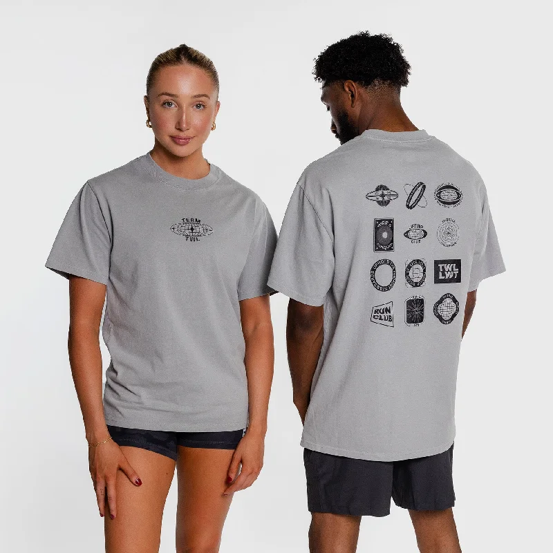 TWL - LIFESTYLE OVERSIZED T-SHIRT - Y2K PATCH - FADED STORM Elegant Classic Vintage