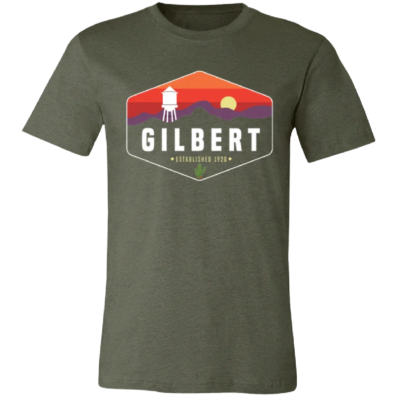 Unisex Crew Neck Shirt | Gilbert Sunset | Military Green Boxy Fit Fitted Loose