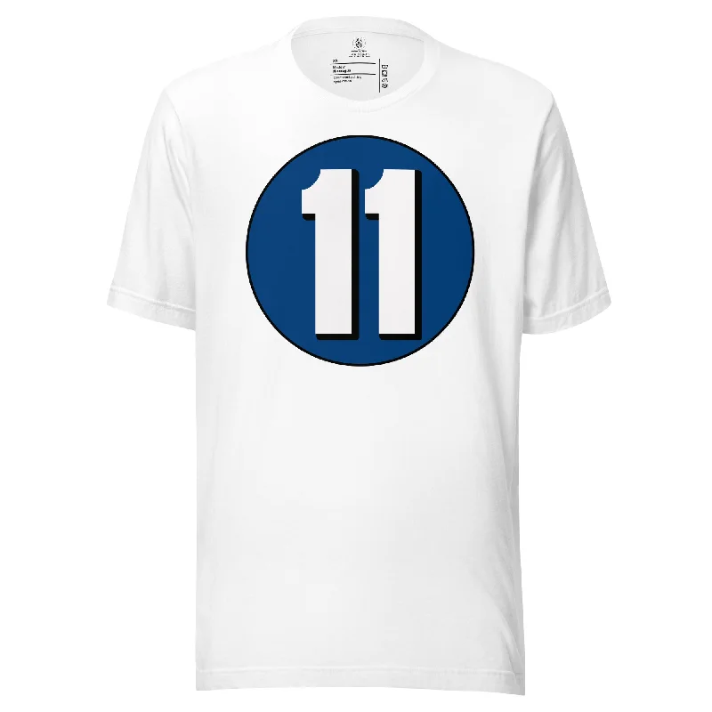 Unisex t-shirt: White on Navy Blue 11 Knit Fabric Woven Fabric Fleece Fabric