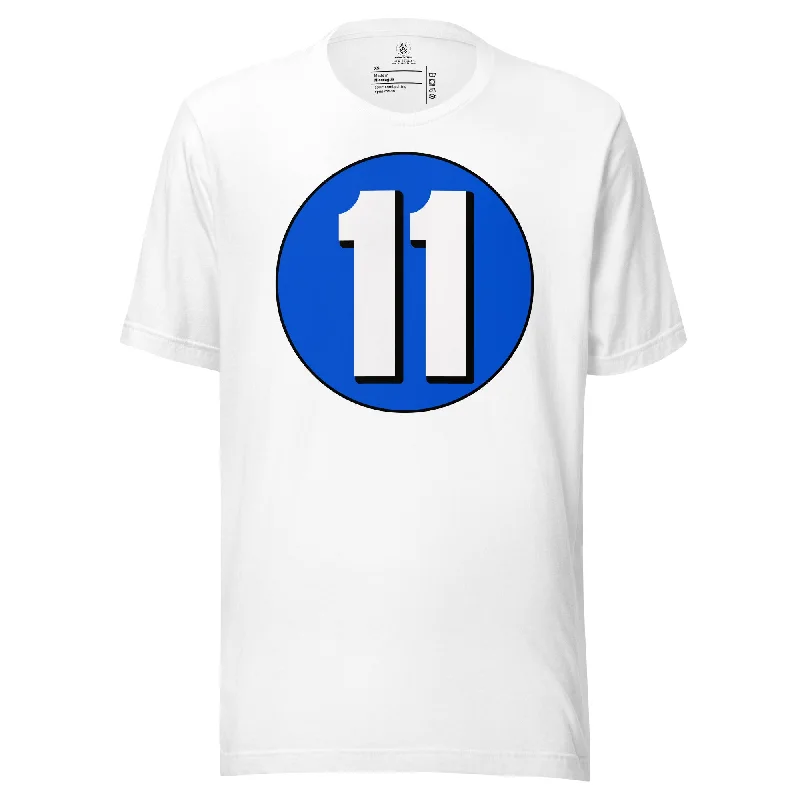 Unisex t-shirt: White on Periwinkle 11 Seamless Knitted Crochet