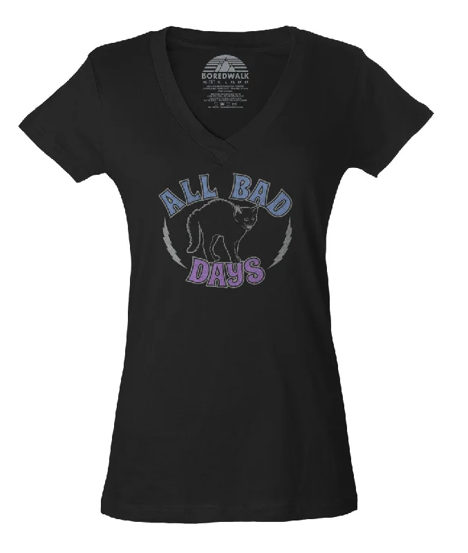 Women's All Bad Days Vneck T-Shirt Hooded Caped Shawl Collar