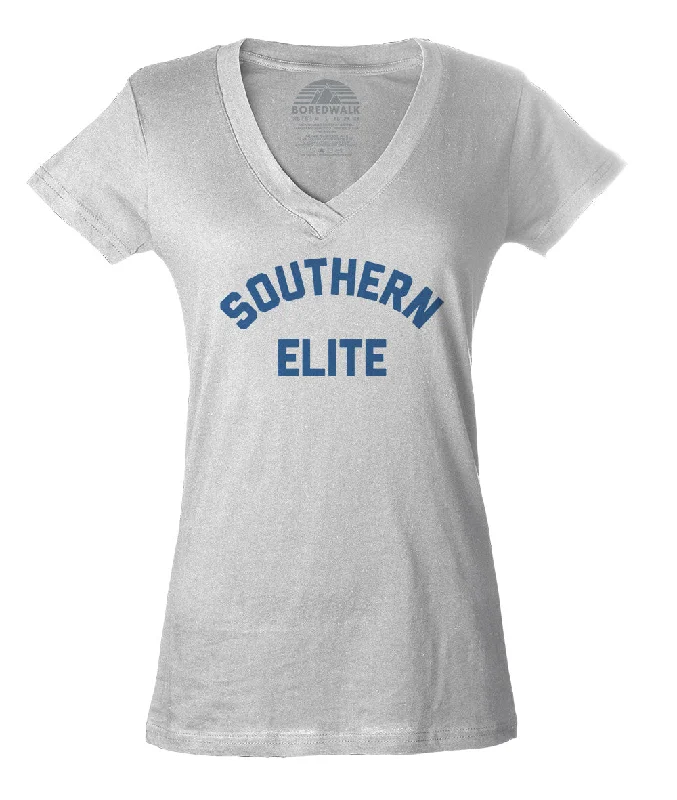 Women's Southern Elite Vneck T-Shirt Print Jacquard Patchwork
