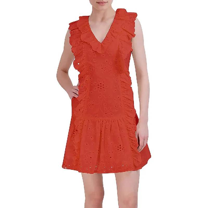 Womens Cotton Above Knee Mini Dress Classic Floral Mini Dress