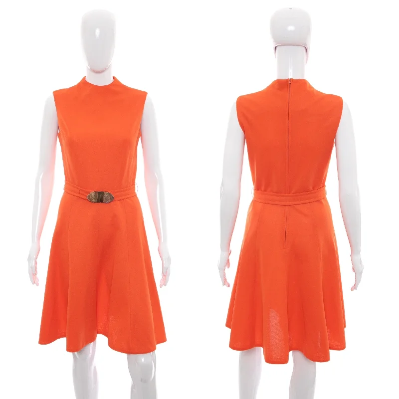 1960's Gay Gibson Orange Mini Dress Size S Trendy A-Line Mini Dress
