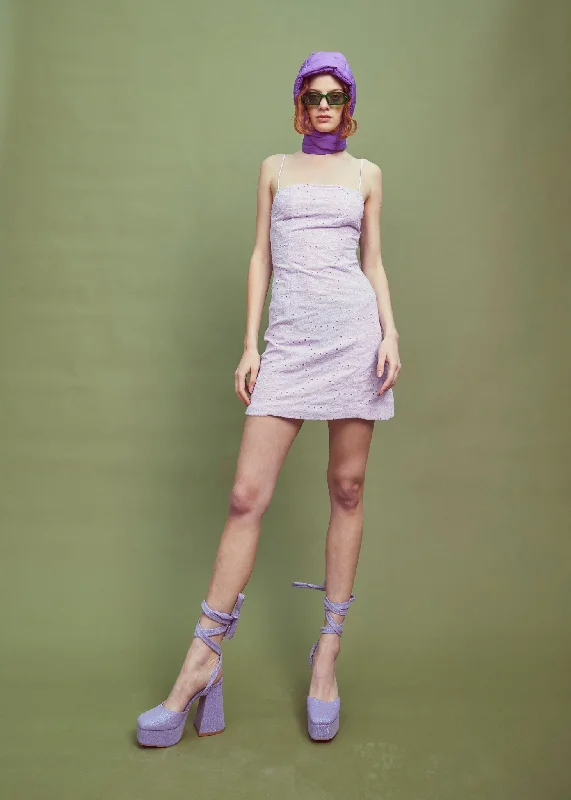 Abby Strappy Mini Dress - Lilac Stylish Ribbed Mini Dress
