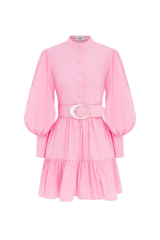 Alexandra Belted Mini Dress Bubblegum by Leo Lin Trendy Camisole Mini Dress
