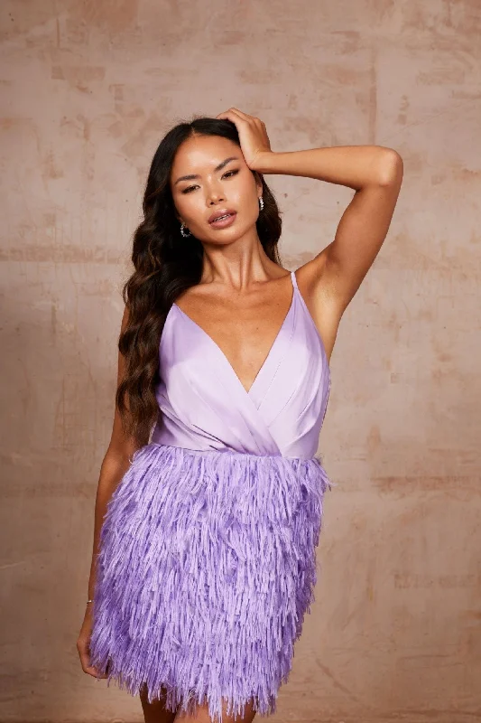 Anna Lilac Dress with Fur